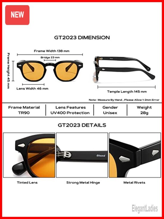 Vintage Retro Round Tinted Sunglasses TR90 Frame UV400 Protection